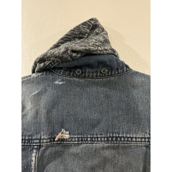 Free People Denim/Knit Hoodie Womens  Jacket in Indie Wash Size Small - Picture 9 of 9